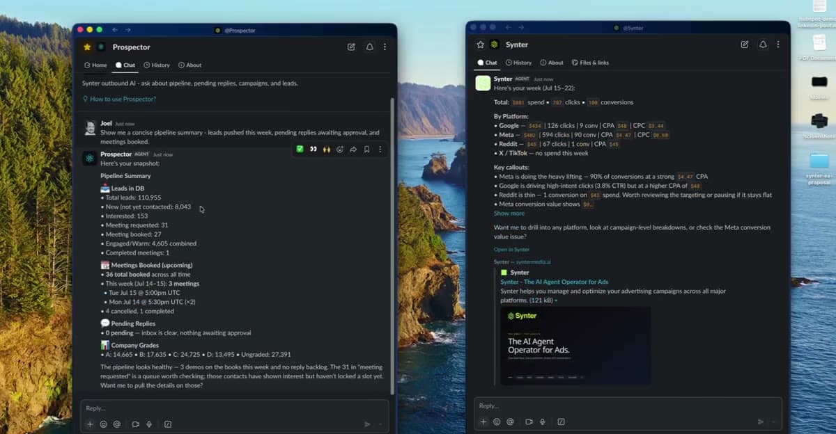 Synter campaign reporting inside Slack