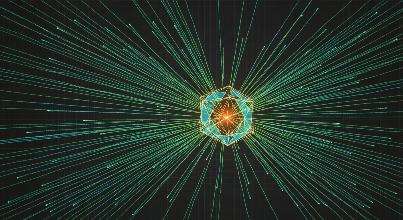 Particle streams from many ad platforms converging into one crystalline structure