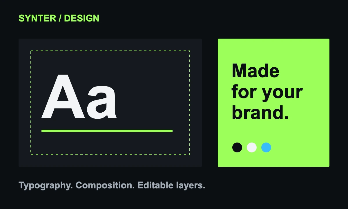 Creative design illustration: typography guides, editable layers, and a brand-led layout